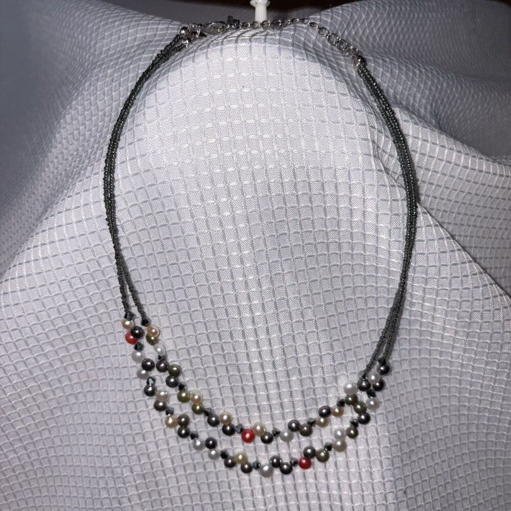 LIA SOPHIA Freshwater Button Pearls 19" w Extension EUC - Picture 3 of 6